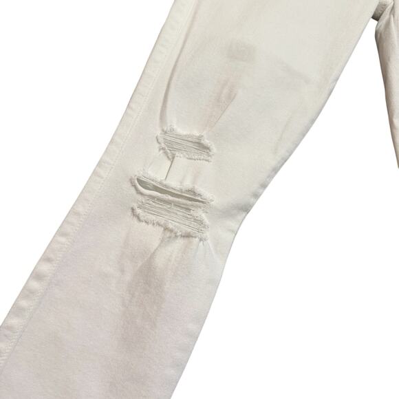 7 For All Mankind White Distressed Raw Hem Skinny Jeans 27 - Picture 3 of 8